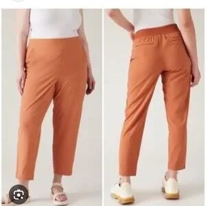 Athleta Brooklyn ankle pants orange size 2 tapered leg athletic